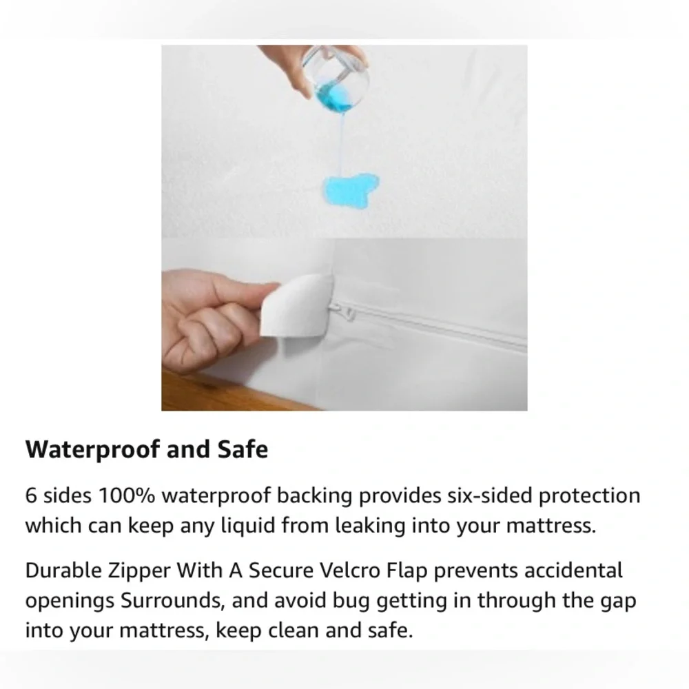 2 Zippered Mattress Protectors Fully-Encased Waterproof Cotton Bed Covers, 2 Pcs